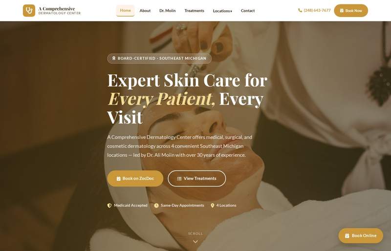 Southeast Michigan Medical website — clinical homepage with appointment booking